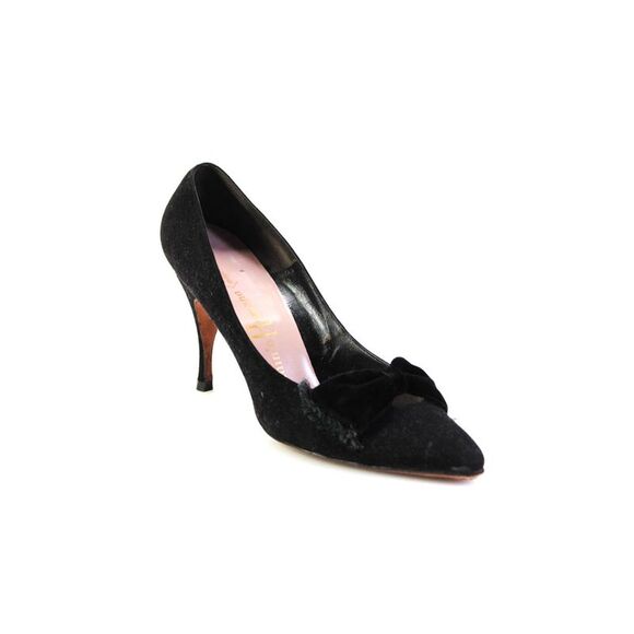 Dominic Romano Women's Suede Bow Pointed Pumps Black Size 8 - Picture 1 of 4